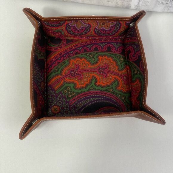 Robert Graham Leather Paisley Valet Tray NWOT - Picture 2 of 7